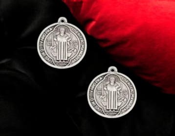 10 x Metalen Bedel Saint Benedict Munt Antiek Zilver 21 mm, Ophalen of Verzenden, Nieuw, Bedel