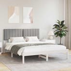 vidaXL Bedframe met Gevoerd Hoofdgedeelte Lichtgrijs 160 x, Huis en Inrichting, Slaapkamer | Bedden, Verzenden, Nieuw, Hout