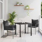 vidaXL Tuin eettafelset 3 pcs Zwart en Grijs PE Rattan, Tuin en Terras, Tuinsets en Loungesets, Verzenden, Nieuw, Rotan