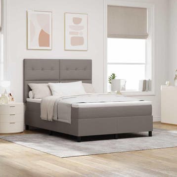 vidaXL Boxspring bed met LED-stripverlichting Taupe 140 x, Verzenden, Nieuw, Stof