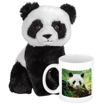 Panda knuffel 19 cm - drinkbeker - cadeauset kind, Verzenden, Nieuw