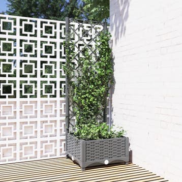 vidaXL Plantenbak met latwerk 40x40x121,5 cm polypropeen, Verzenden, Nieuw, Minder dan 60 cm