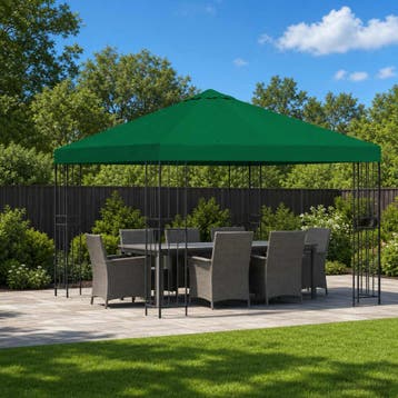 vidaXL Paviljoen 3 x 3 m Groen Polyester en staal 190 gsm, Verzenden, Nieuw