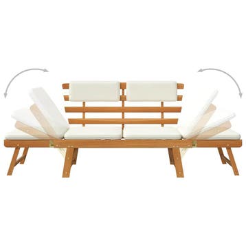 Tuinbank met kussens 2-in-1 190 cm acaciahout -nieuw in doos, Tuin en Terras, Ligbedden, Ophalen of Verzenden, Nieuw, Hout, Verstelbaar