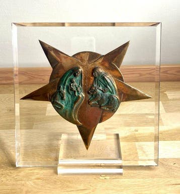 B.M.N. - Reliëf, Natività - Porta della Pace - 22 cm - Brons