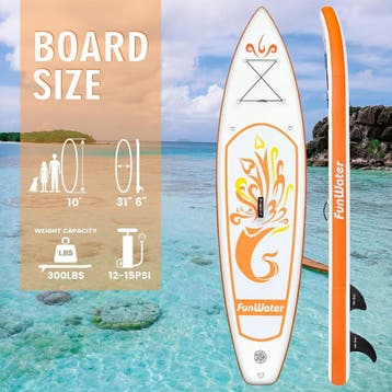 Sup Board - Opblaasbaar Paddle Board - 136 kg - Oranje/Wit -, Verzenden, Zo goed als nieuw
