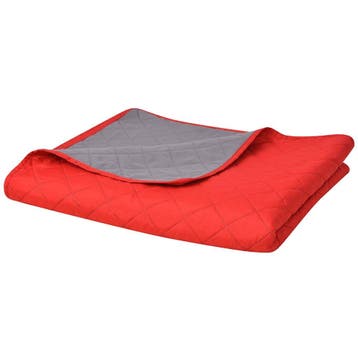 vidaXL Dubbelzijdige quilt bedsprei rood en grijs 170x210 cm, Verzenden, Nieuw, Meerkleurig