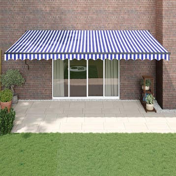 vidaXL Luifel uittrekbaar 5x3 m stof en aluminium blauw en, Verzenden, Nieuw