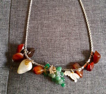 Onyx - Zilver - Hanger - 10 bedels: agaat, jade..
