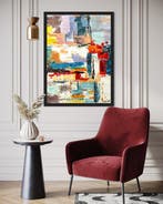 Sam Burnet (1969) - Village Huile sur toile XL