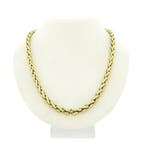 Gouden vossenstaartschakel collier met robijn en onyx, Gebruikt, Overige kleuren, Ophalen of Verzenden, Met edelsteen
