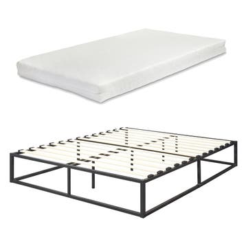 Stalen bedframe met bedbodem en matras 160x200 zwart, Verzenden, Nieuw