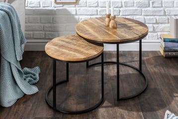 industrieele set van 2 bijzettafels ELEMENTS 60cm massief, Huis en Inrichting, Ophalen of Verzenden, Nieuw