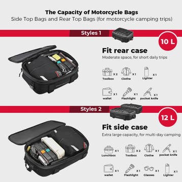 Motorfiets Topcase / Zijtas - 20L Uitbreidbaar - Waterdicht, Verzenden, Nieuw