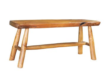 Massieve bank ROOT 100cm Bruin Natuurlijk Teak Boomstam, Huis en Inrichting, Ophalen of Verzenden, Nieuw