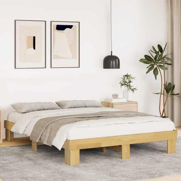 vidaXL Bedframe zonder matras 160x200 cm massief hout eiken, Huis en Inrichting, Slaapkamer | Bedden, Bruin, Verzenden, 200 cm