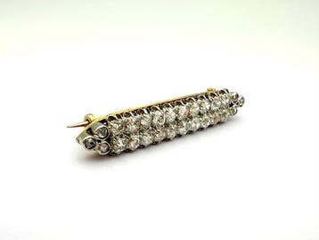 Broche - 18 karaat Witgoud, Geel goud - 1.40ct. tw. Diamant