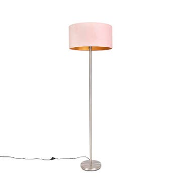 Vloerlamp staal met roze kap 50 cm - Simplo, Huis en Inrichting, Verzenden, Nieuw, Modern