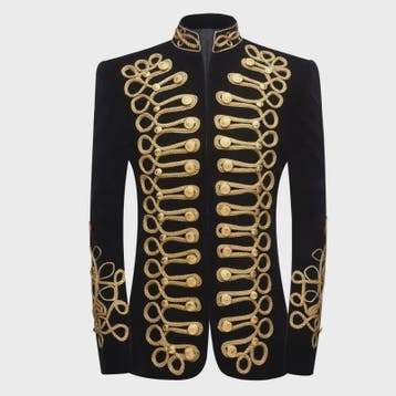 Luxe Zwarte Velvet Blazer met Gouden Borduursels - Heren Fee, Verzenden, Nieuw