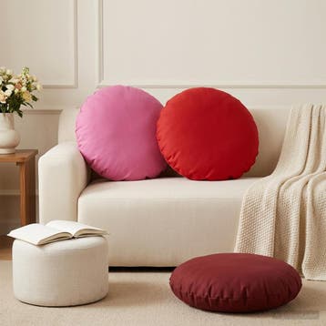 vidaXL Kussensloop 2 pcs HEERLEN Wijnrood Ø 60 cm Polyester, Verzenden, Nieuw, Rood