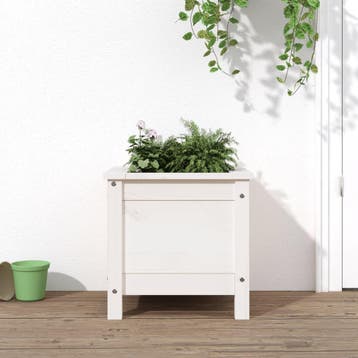 vidaXL Plantenbak 40x40x39 cm massief grenenhout wit, Verzenden, Minder dan 60 cm, Nieuw, Hout