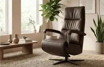 Bruine leren relaxfauteuil, Ophalen of Verzenden, Nieuw, Leer