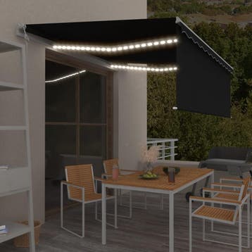 vidaXL Luifel met rolgordijn, LED en windsensor 4x3 m, Verzenden, Nieuw