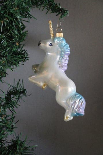 Eenhoorn van glas/Unicorn made from glass - Kerstballen -, Nieuw