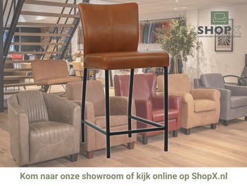 Leren barkruk Revolt laag - Granada Savannah (cognac) -, Huis en Inrichting, Barkrukken, Nieuw, Leer, Ophalen of Verzenden, 90 cm of meer