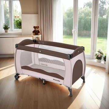 Kinderreisbed 126x65x80cm met tas - koffie, Kinderen en Baby's, Babywiegjes en Ledikanten, Verzenden, Nieuw