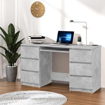 vidaXL Schrijftafel 140x50x77 cm bewerkt hout betongrijs, Verzenden, Nieuw
