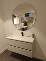 Badmeubel 100cm met zwarte kraan en ronde spiegel - 0028, Ophalen, Nieuw, Wastafelkast