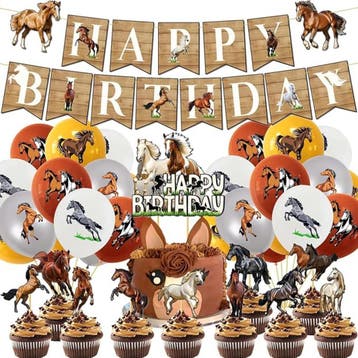 38-delige paarden decoratie set Happy Birthday Wild Horse, Ophalen of Verzenden, Nieuw