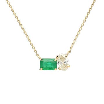 Halsketting - 14 karaat Geel goud - 0.91ct. tw. Smaragd -, Nieuw