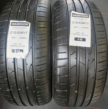 215/55r17 94V Hankook 2 stuks dot23 6.8mm, Auto-onderdelen, Banden en Velgen, Ophalen, 215 mm, Nieuw, 17 inch
