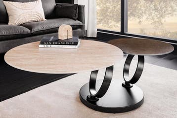 Design salontafel DANCING RINGS roest ronde draaibare, Huis en Inrichting, Tafels | Salontafels, Ophalen of Verzenden, Nieuw