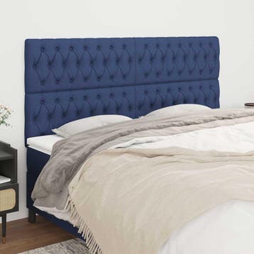 vidaXL Hoofdbord blauw 180x7x118/128 cm stof, Verzenden, Nieuw, Blauw, Stof