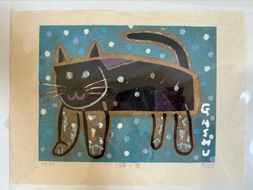 Cat and SnowHand-Signed Limited-Edition Japanese