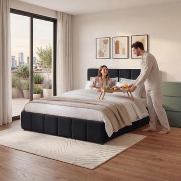Bedset met gestoffeerd bed en matras, Verzenden, Nieuw