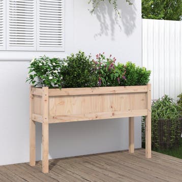 vidaXL Plantenbak met poten 110x31x70 cm massief grenenhout, Verzenden, Minder dan 60 cm, Nieuw, 60 cm of meer