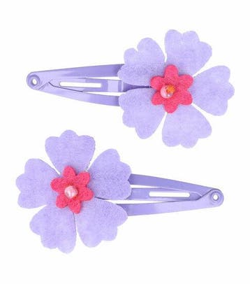 Haarspeld Klikklak 5cm - Bloem - Vilt - Paars - Set van 2, Nieuw