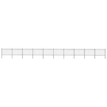 vidaXL Tuinhek met speerpunt staal 1781,5x120 cm zwart, Tuin en Terras, Verzenden, Nieuw, IJzer, 1 tot 2 meter