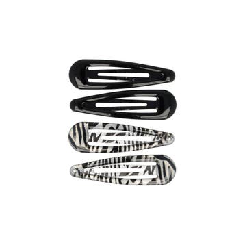 Haarspeld Klikklak 5cm - Dierenprint - Epoxy - Zwart Zilver, Sieraden, Tassen en Uiterlijk, Nieuw