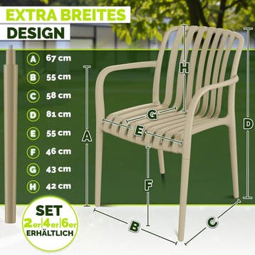 Tuinstoelen - Weerbestendig - Met armleuning - Set van 2 - T, Tuin en Terras, Verzenden, Zo goed als nieuw