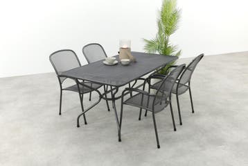 Royal Garden Carlo stapelbare tuinset strekmetaal 160x90 cm., Tuin en Terras, Tuinsets en Loungesets, Verzenden, Nieuw, Overige materialen