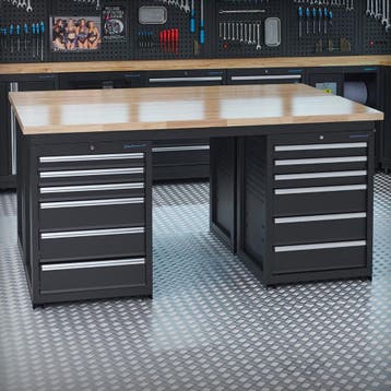 Datona Werkbank PRO - 2x 200 cm - eiken - 4 ladekasten met, Ophalen of Verzenden, Nieuw