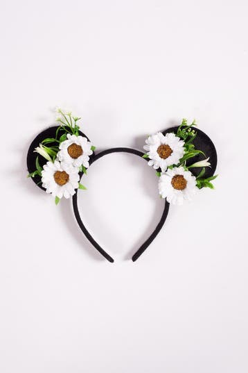 KIMU® Haarband Mouse Oortjes Bloemetjes Witte Madeliefjes Mi, Kleding | Dames, Ophalen of Verzenden, Nieuw, Carnaval, Accessoires