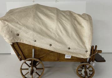 Grote houten huifkar met stoffen kap, Nieuw