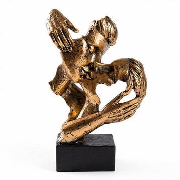sculptuur, Abstract Couple Statue – Bronze Effect Resin, Antiek en Kunst
