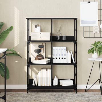 vidaXL Boekenrek 78,5x33x117,5 cm bewerkt hout zwart, Verzenden, 100 tot 150 cm, Nieuw, 50 tot 100 cm